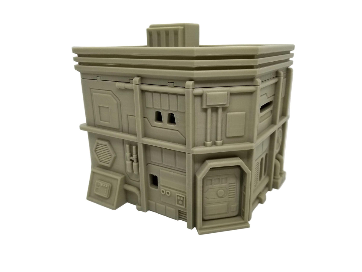 Sci-Fi City Terrain – Medium House 2 Urban Settlement Building (Tabletop Wargaming & RPG Scenery)
