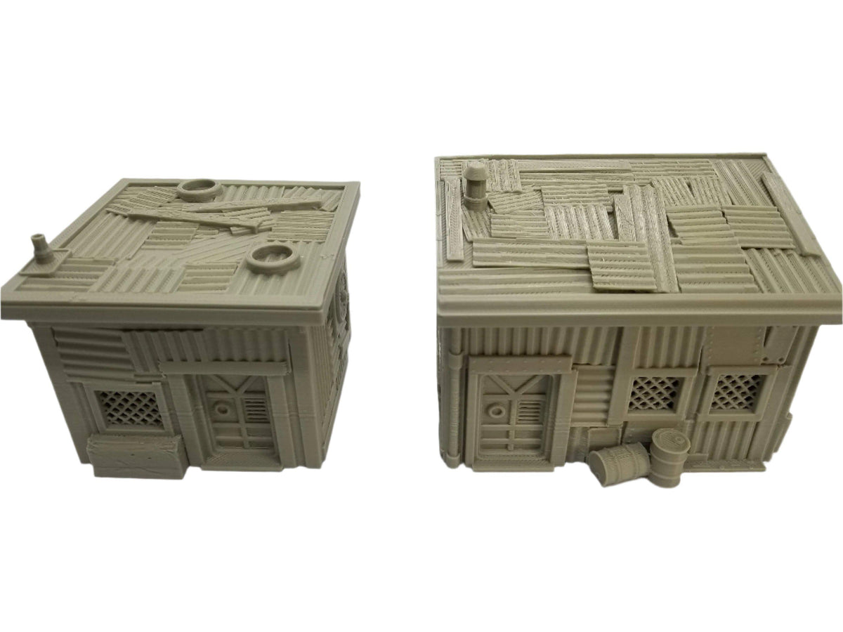 Sci-Fi Shanty Town Terrain – Frontier Slum Buildings (Tabletop Wargaming & RPG Scenery)