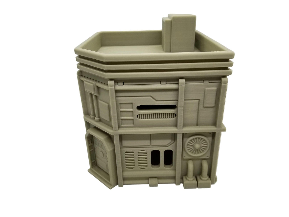 Sci-Fi City Terrain – Medium House 2 Urban Settlement Building (Tabletop Wargaming & RPG Scenery)
