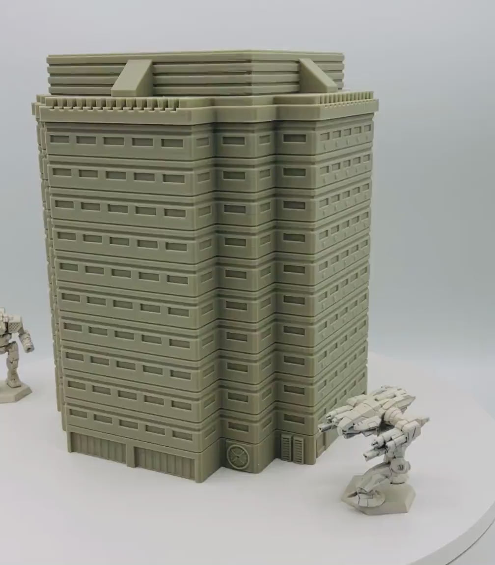 Mecha City Large Corporate Building - Epic Scale Terrain (6mm - 8mm compatible)