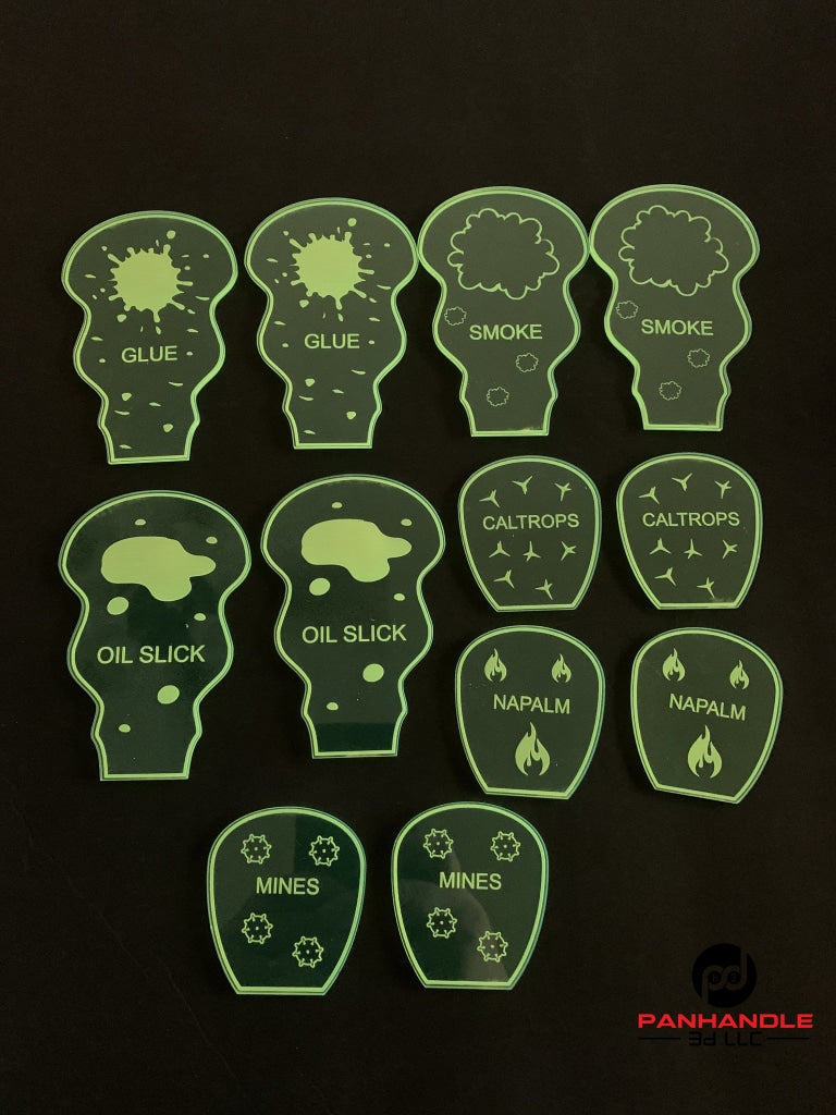 Gaslands Drop Templates / Laser Engraved / Multiple Colors /