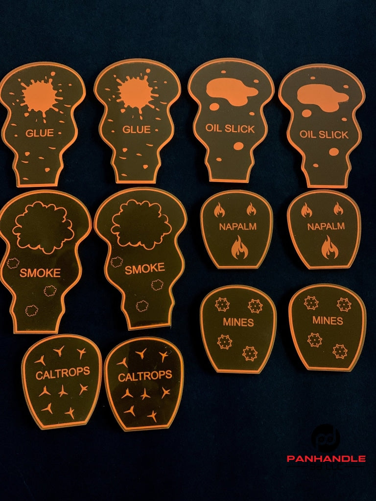 Gaslands Drop Templates / Laser Engraved / Multiple Colors /