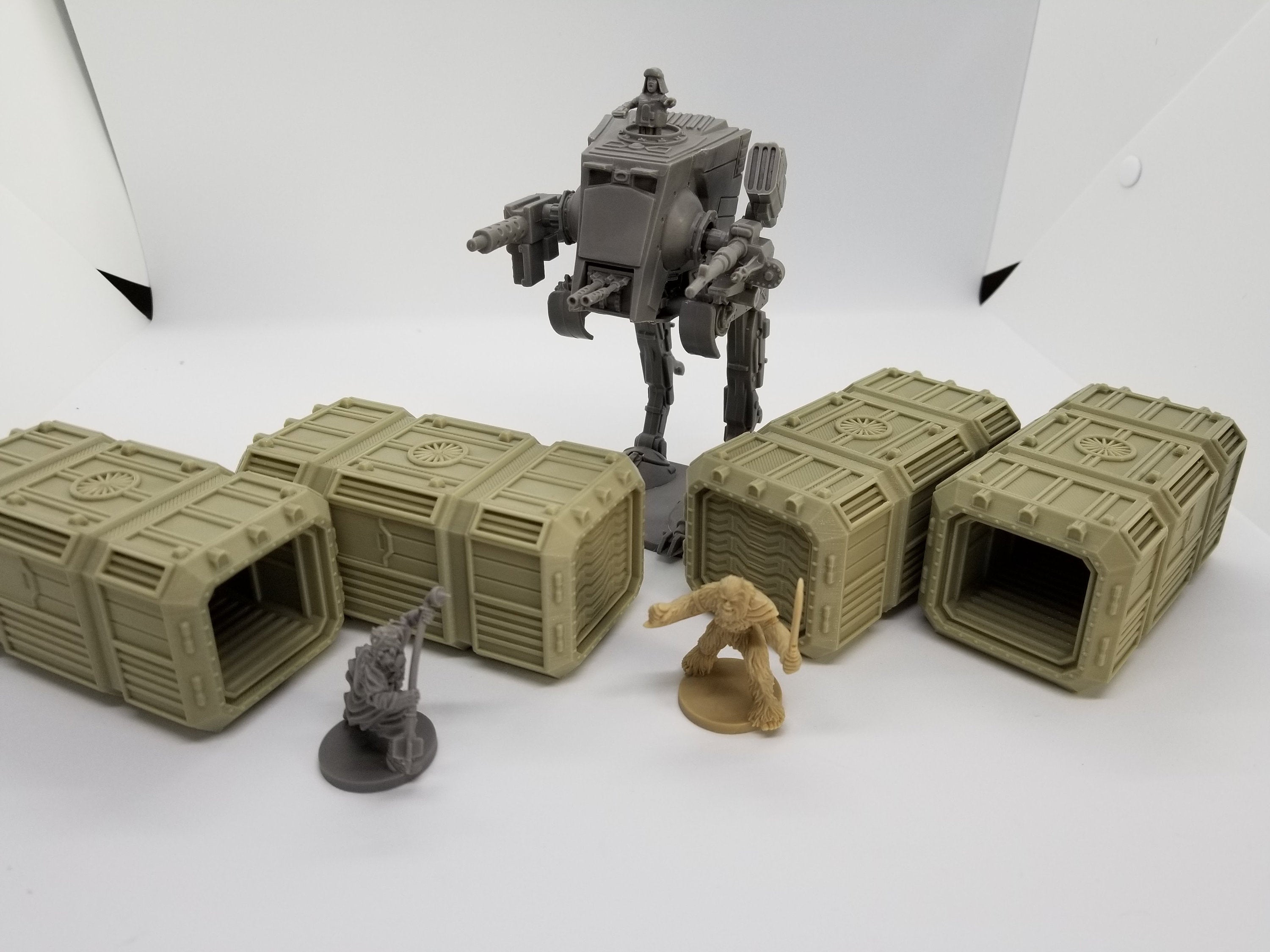Sci-Fi Smaller Scale Container Pack #1 / 28mm Wargaming Terrain / Warlayer /Print to Order / 3d Printed/Licensed Printer