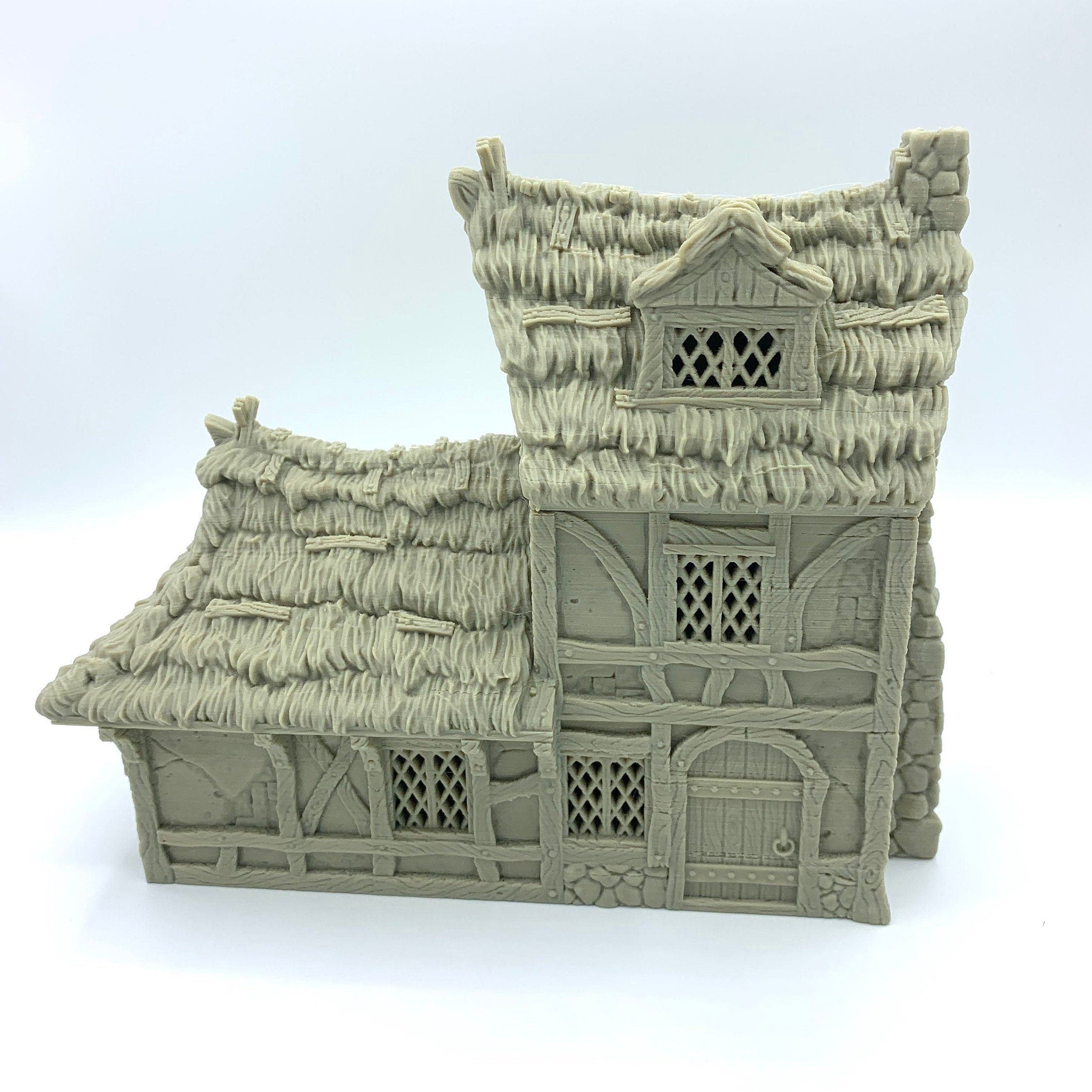 City Of Tarok - Medieval House 3 (Thatched Roof Version) / 28mm Wargame / RPG 3d Printed Tabletop Terrain