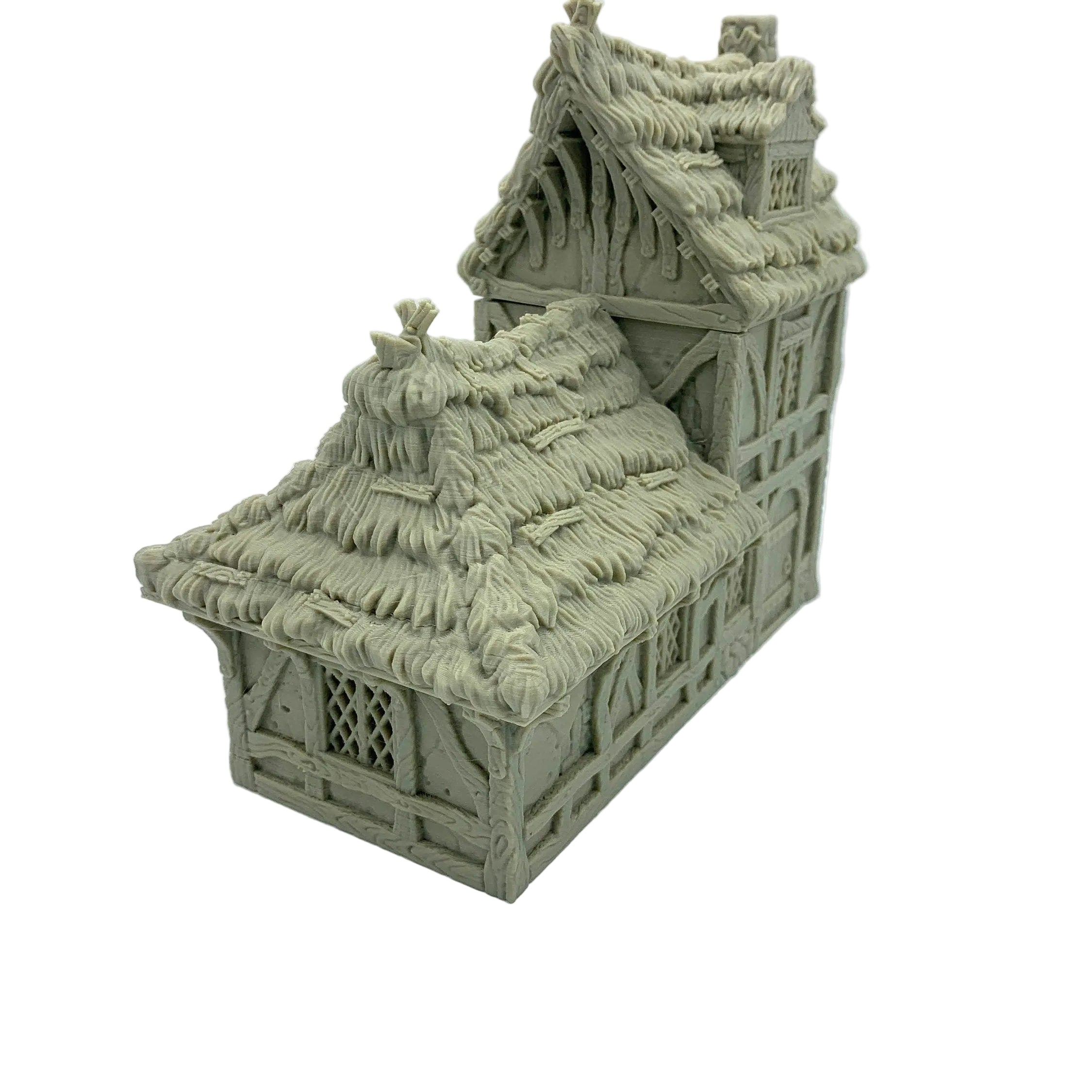 City Of Tarok - Medieval House 3 (Thatched Roof Version) / 28mm Wargame / RPG 3d Printed Tabletop Terrain