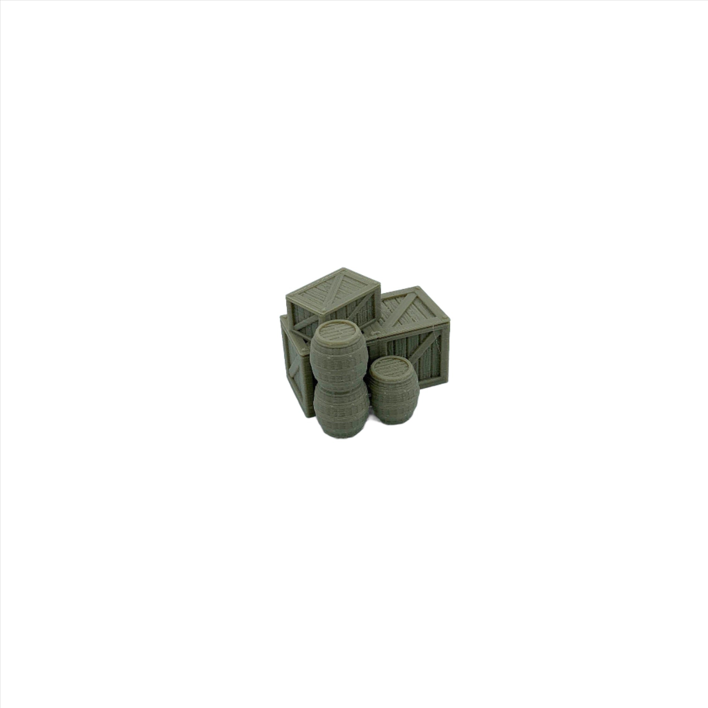 Stormguard - Barrels and Crates Scatter Terrain / 28mm Wargame / RPG 3d Printed Tabletop Wargaming Terrain