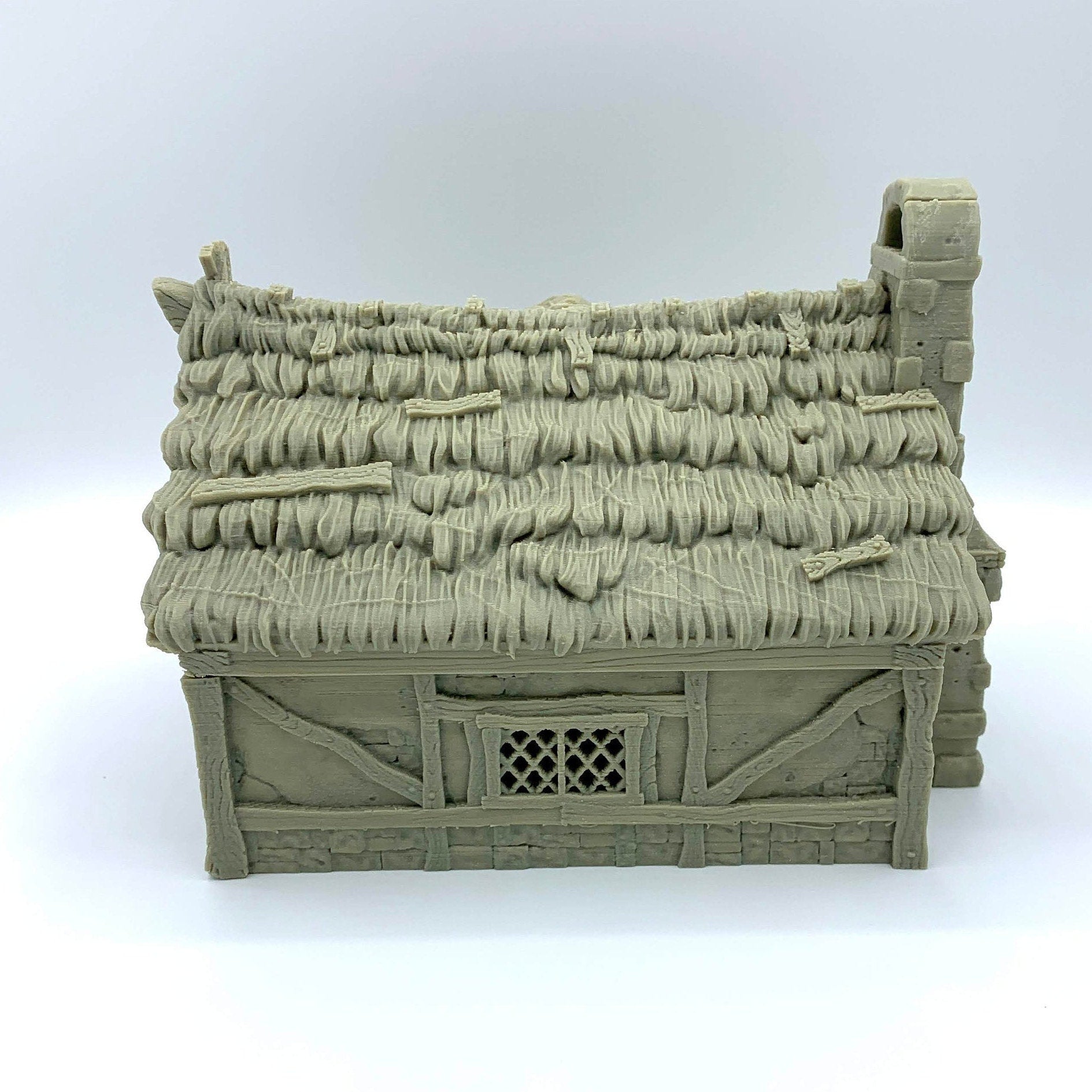 City Of Tarok - Medieval Cottage 2 Thatched Roof Version / 28mm Wargame / RPG 3d Printed Tabletop Terrain