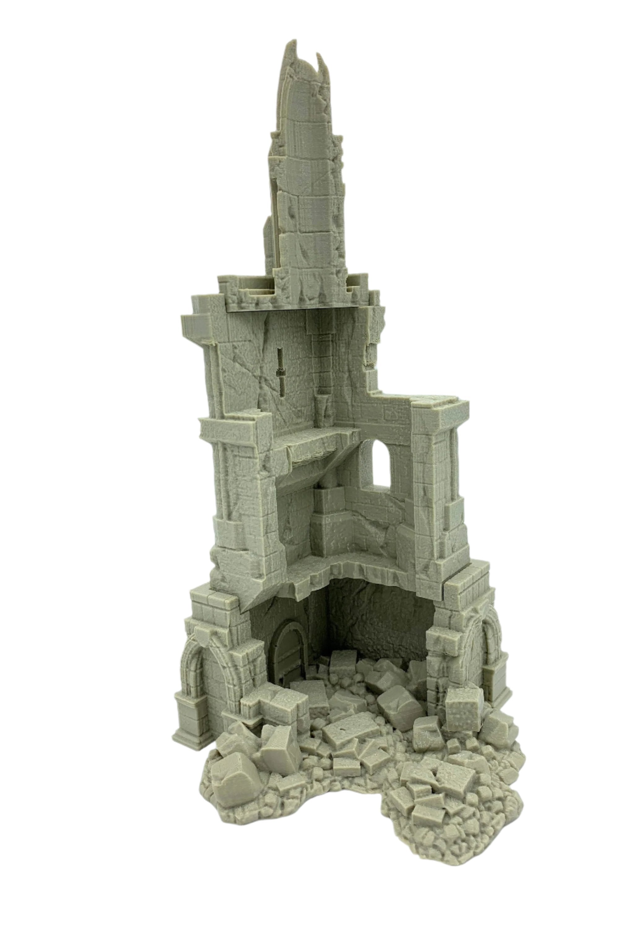 Stormguard - Ruined Tower 1 / 28mm Wargame / RPG 3d Printed Tabletop Terrain