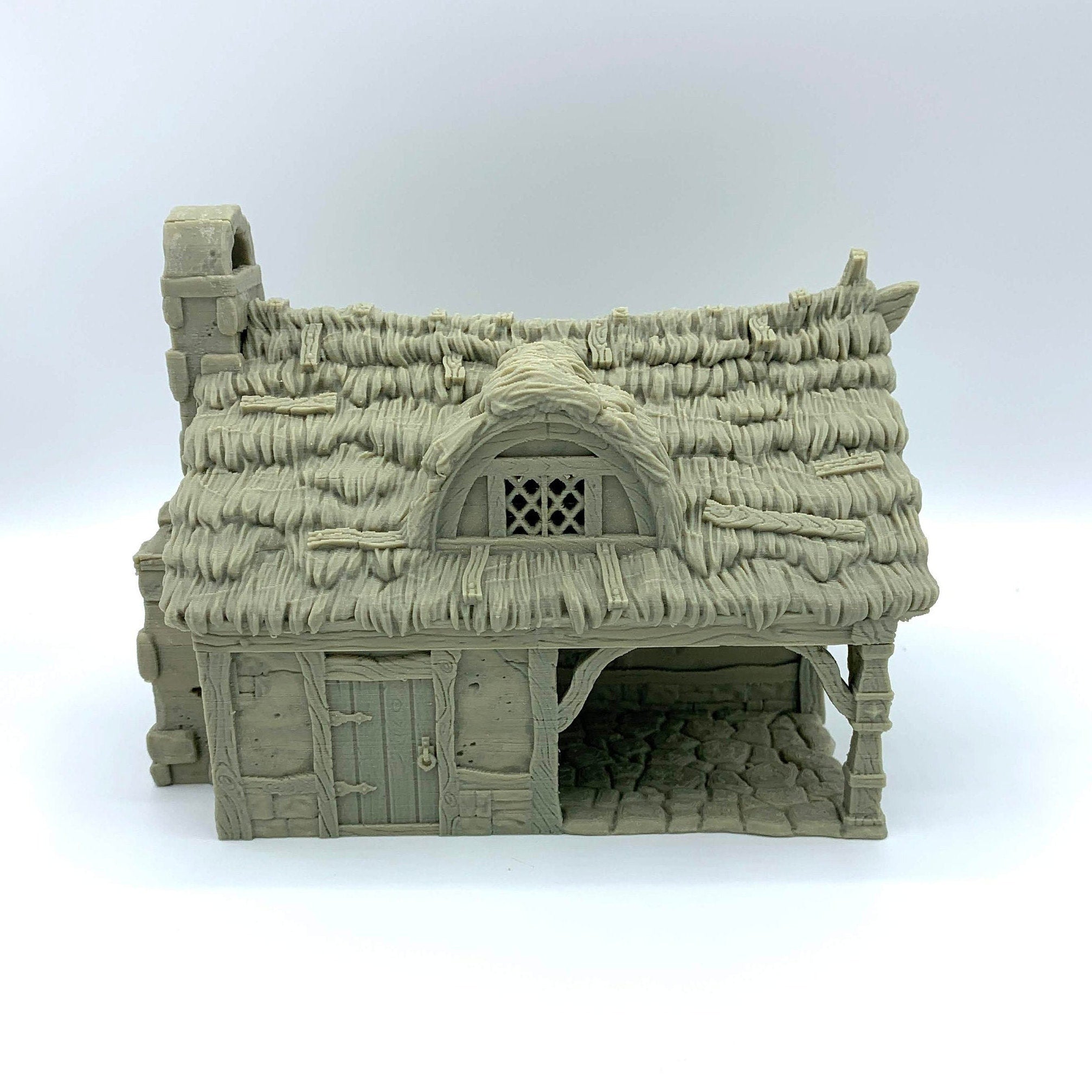 City Of Tarok - Medieval Cottage 2 Thatched Roof Version / 28mm Wargame / RPG 3d Printed Tabletop Terrain