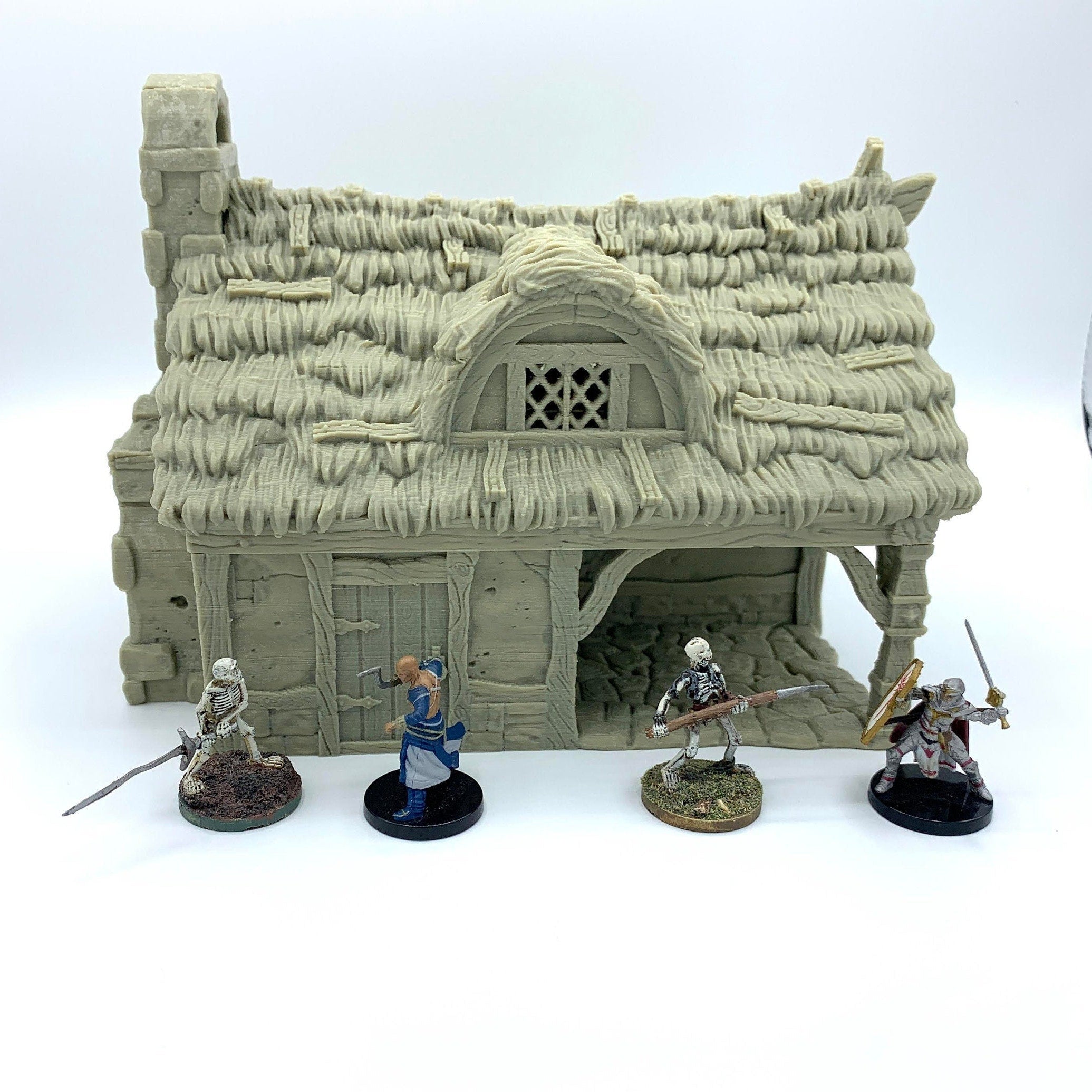 City Of Tarok - Medieval Cottage 2 Thatched Roof Version / 28mm Wargame / RPG 3d Printed Tabletop Terrain