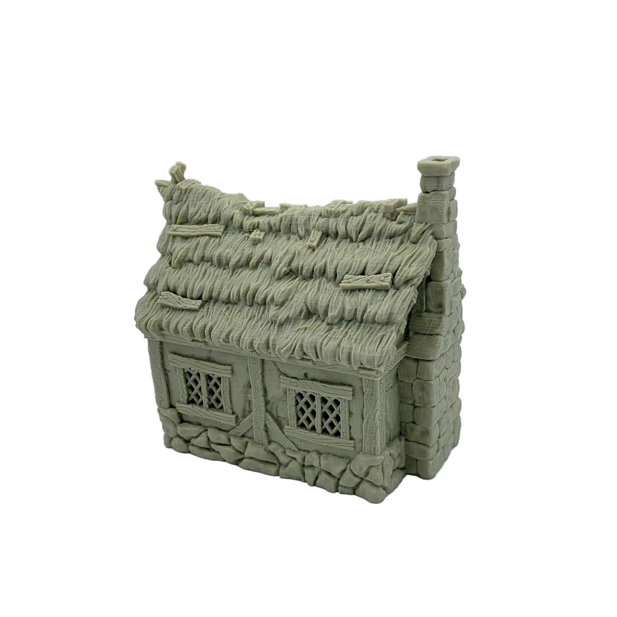 City Of Tarok - Medieval House 4 (Thatched Roof Version) / 28mm Wargame / RPG 3d Printed Tabletop Terrain