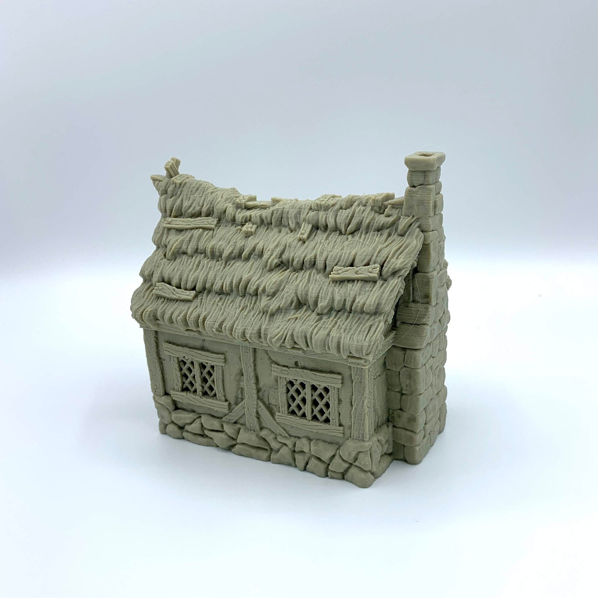City Of Tarok - Medieval House 4 (Thatched Roof Version) / 28mm Wargame / RPG 3d Printed Tabletop Terrain