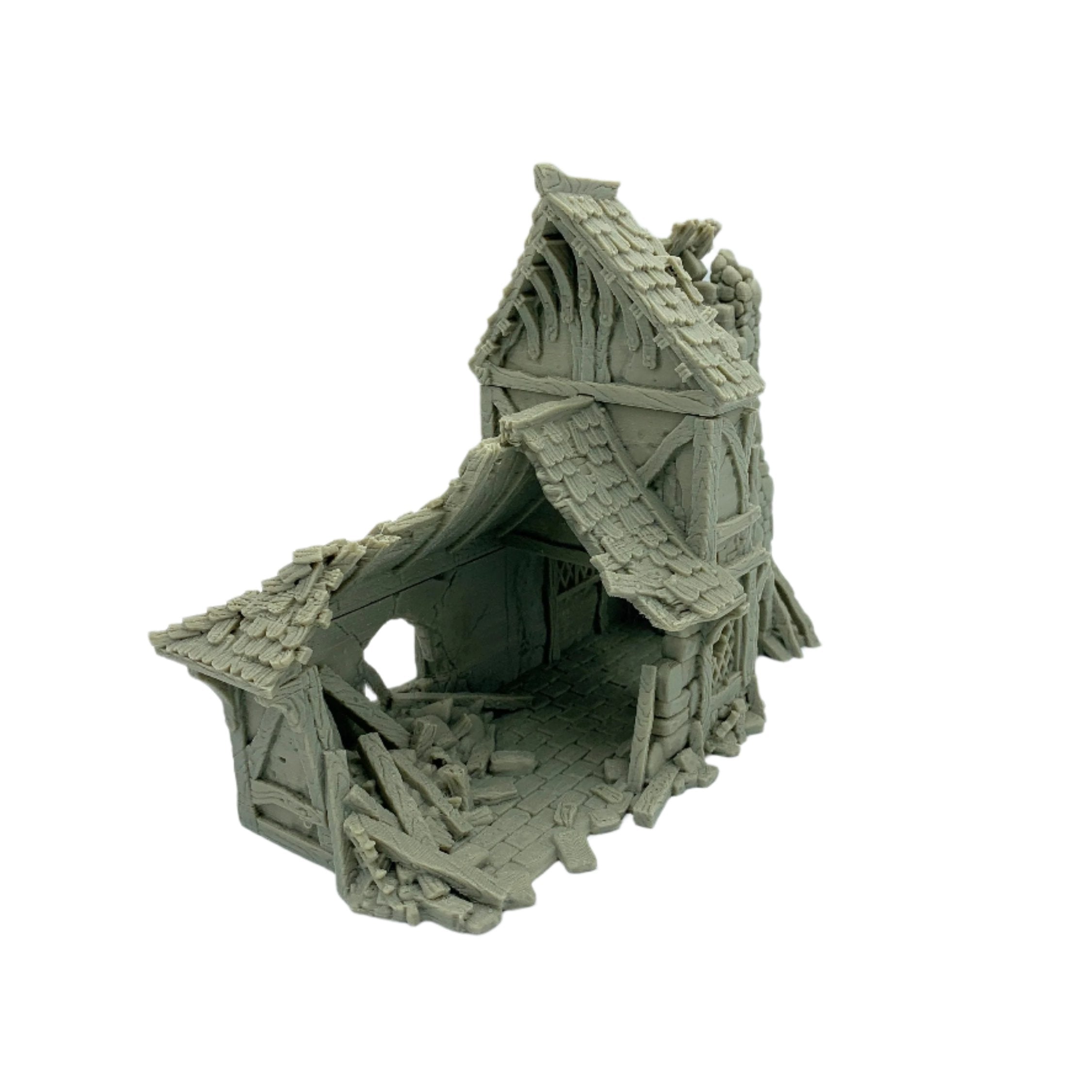 City Of Tarok - Ruined Medieval House 2 / 28mm Wargame / RPG 3d Printed Tabletop Terrain
