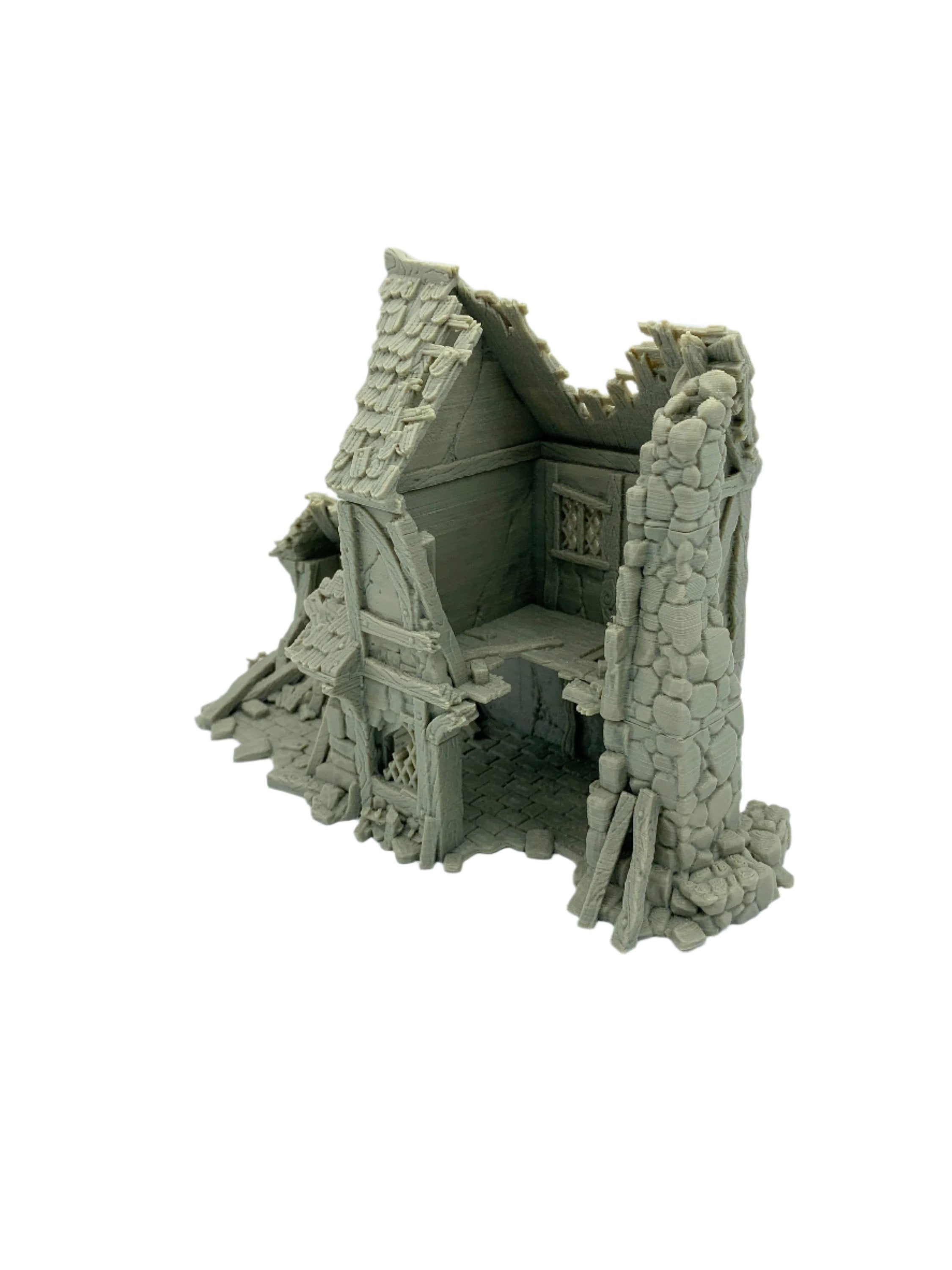 City Of Tarok - Ruined Medieval House 2 / 28mm Wargame / RPG 3d Printed Tabletop Terrain