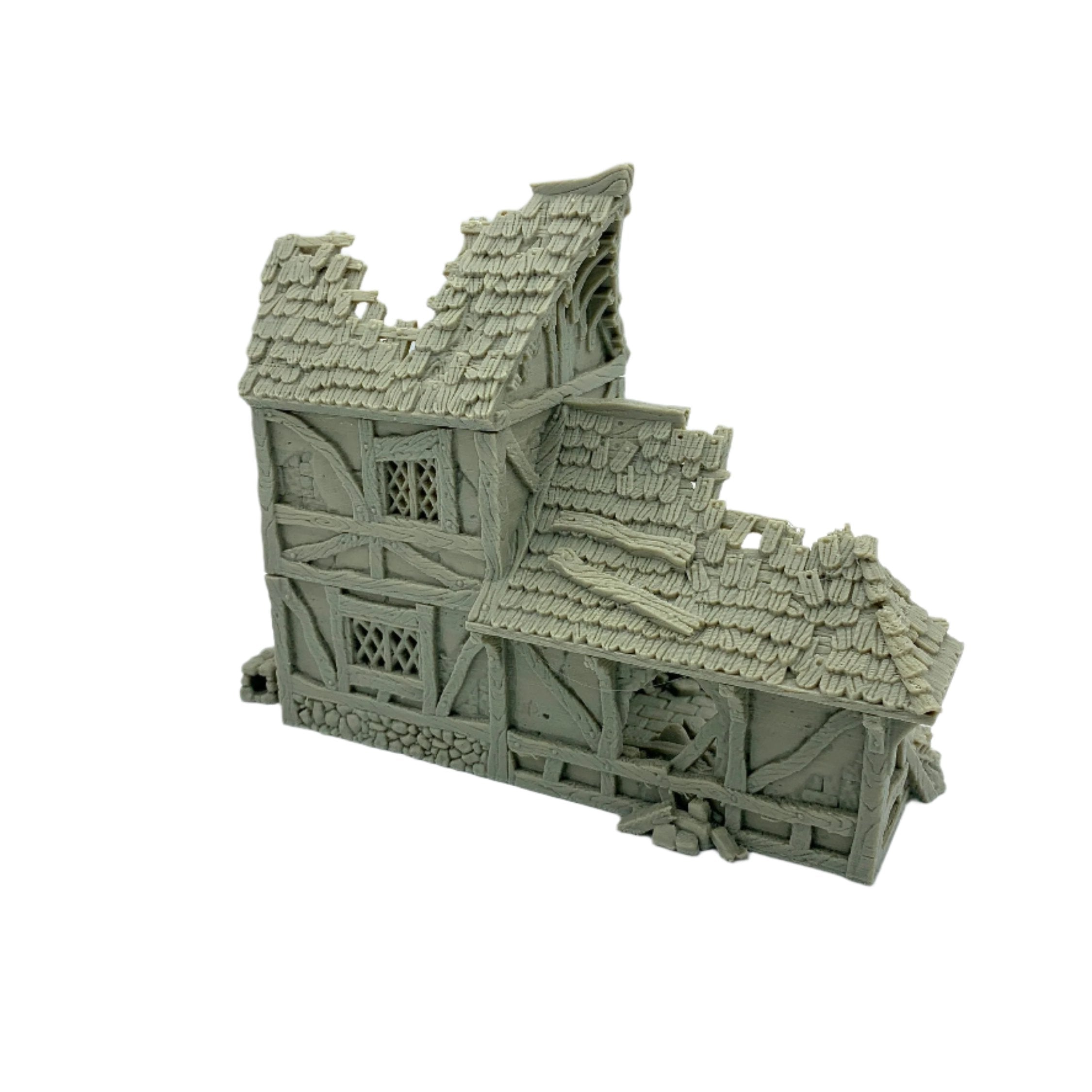 City Of Tarok - Ruined Medieval House 2 / 28mm Wargame / RPG 3d Printed Tabletop Terrain