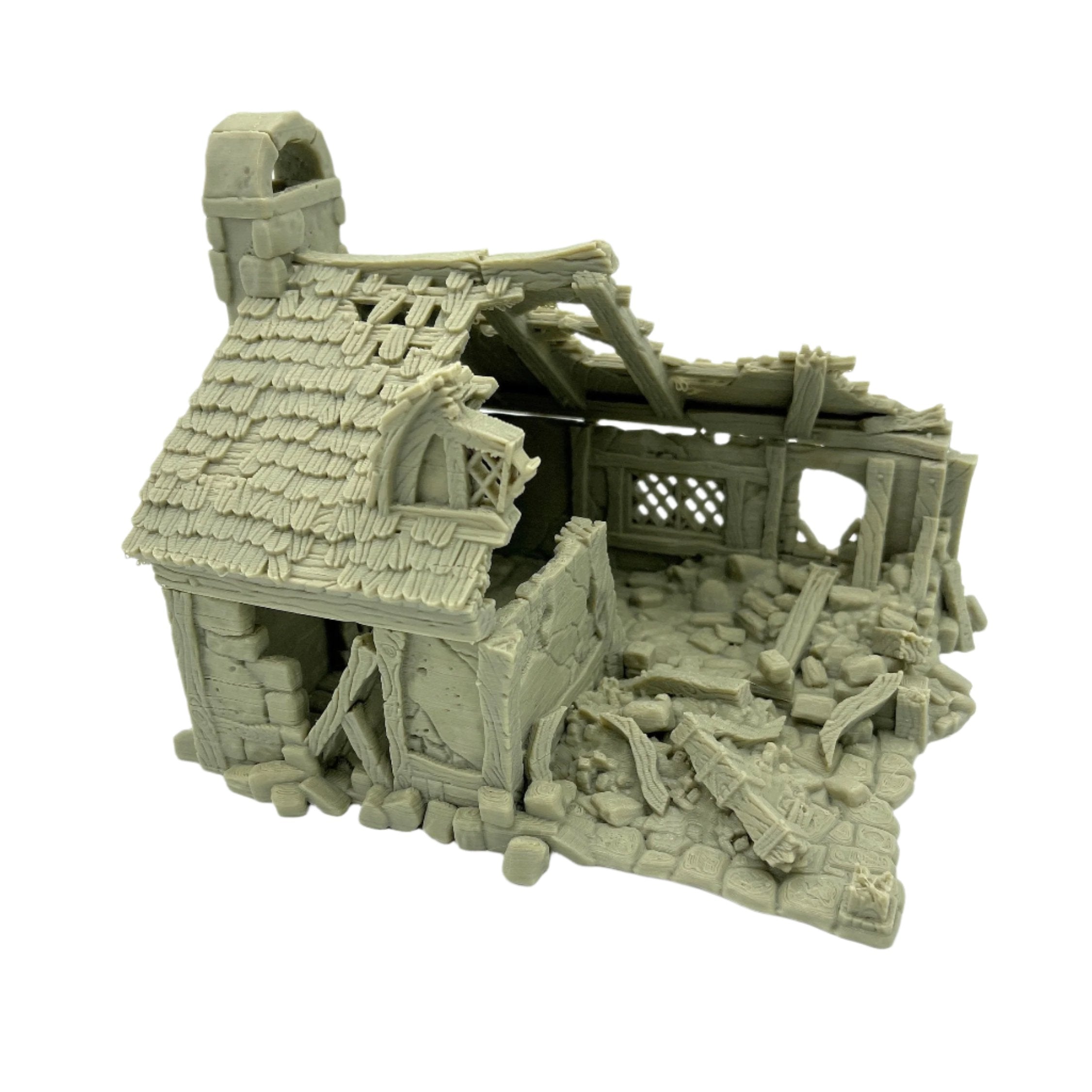 City Of Tarok - Ruined Cottage / 28mm Wargame / RPG 3d Printed Tabletop Terrain