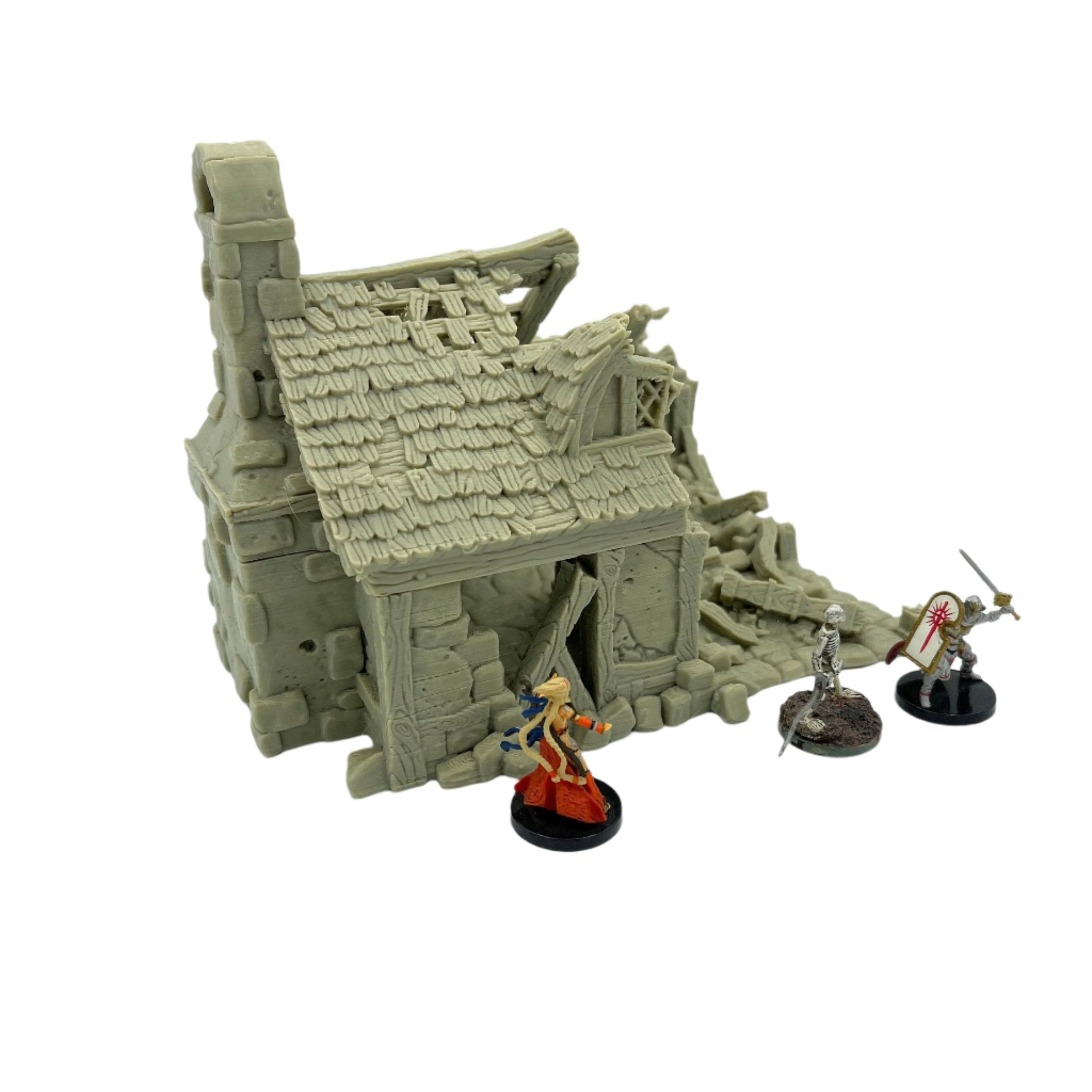 City Of Tarok - Ruined Cottage / 28mm Wargame / RPG 3d Printed Tabletop Terrain