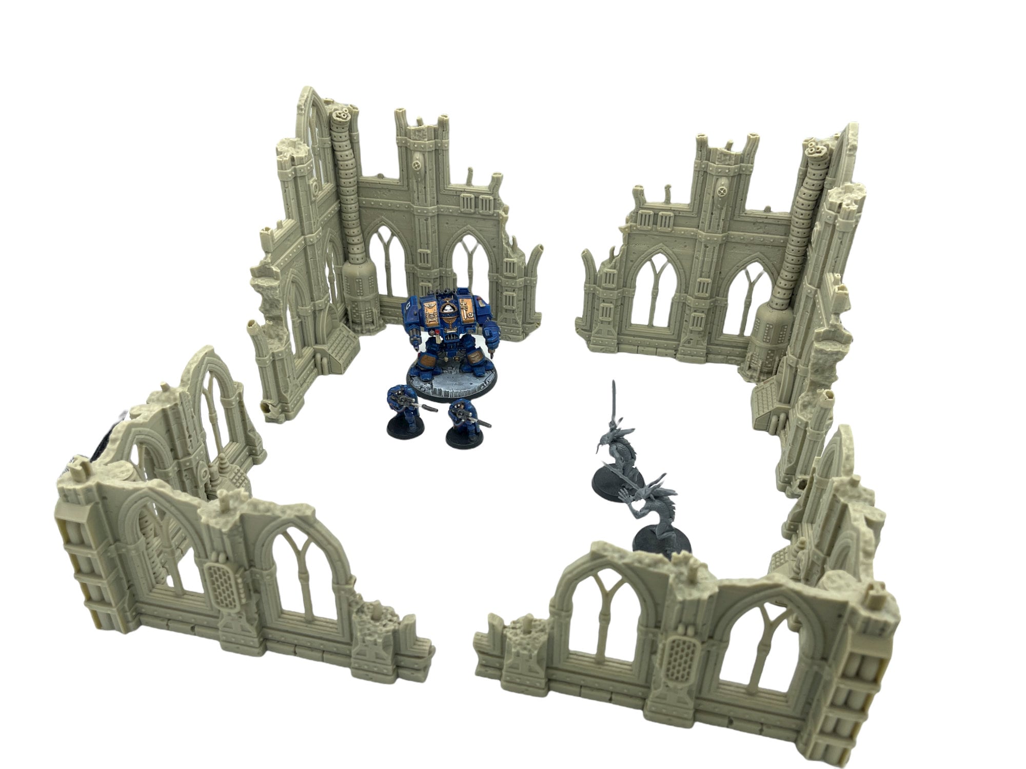 Grim Dark Ruins Set 2 / Terrain 4 Print / RPG and Wargame 3d Printed Tabletop Terrain / Licensed Printer