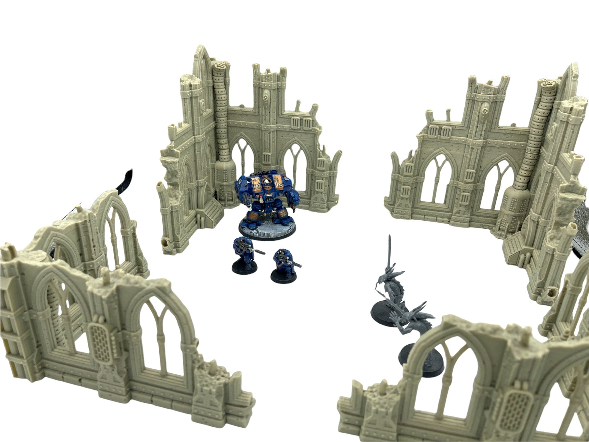 Grim Dark Ruins Set 2 / Terrain 4 Print / RPG and Wargame 3d Printed Tabletop Terrain / Licensed Printer