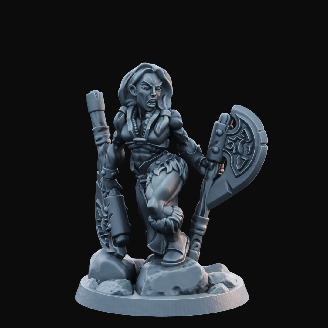 Barbarian Female 1  - Resin Printed Miniature - Heroes of the Realm