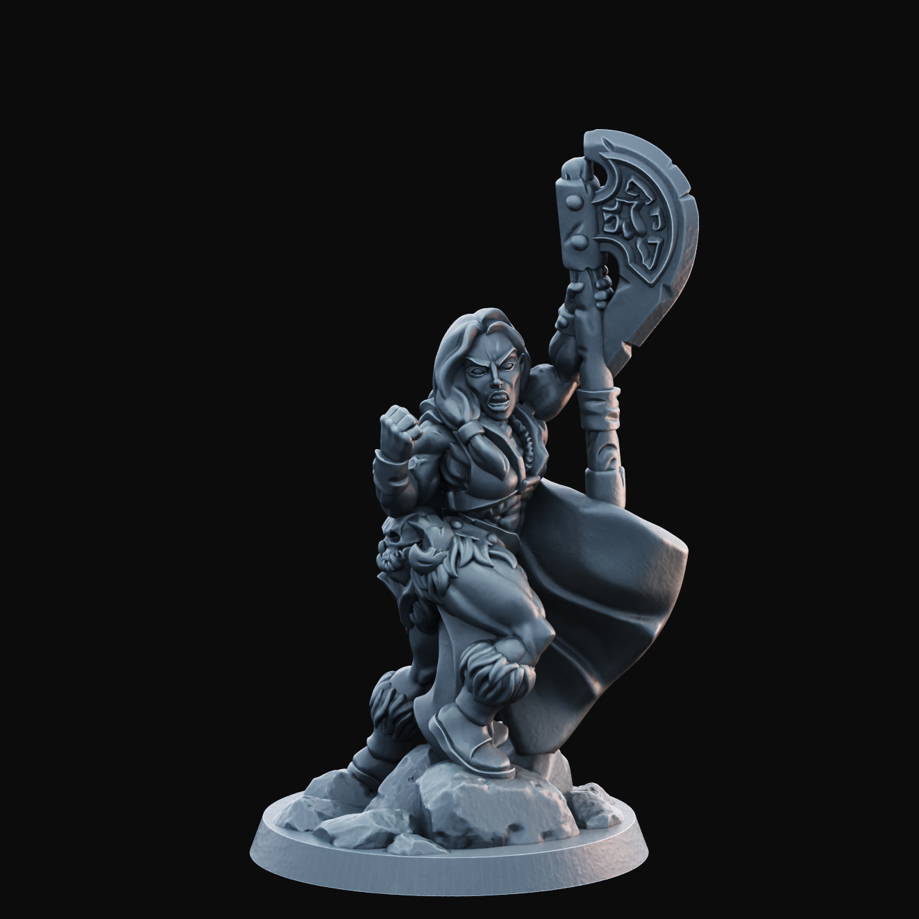 Barbarian Female 2  - Resin Printed Miniature - Heroes of the Realm