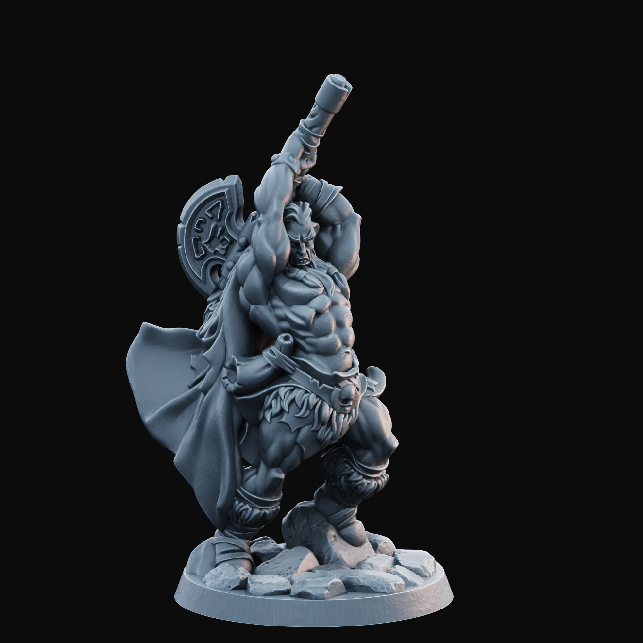 Barbarian Male 2  - Resin Printed Miniature - Heroes of the Realm