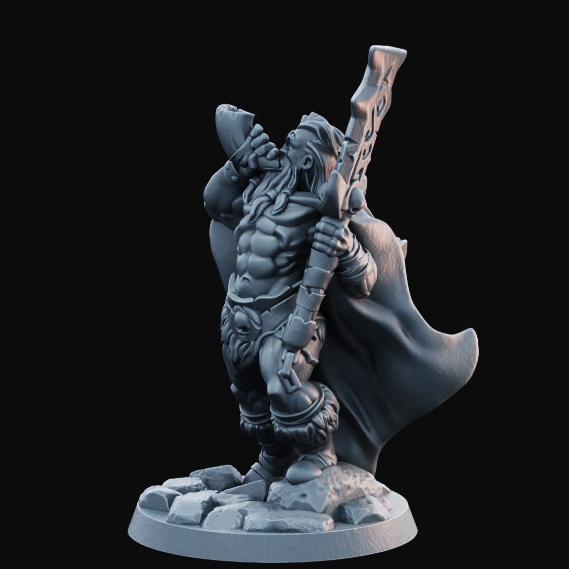 Barbarian Male 3  - Resin Printed Miniature - Heroes of the Realm