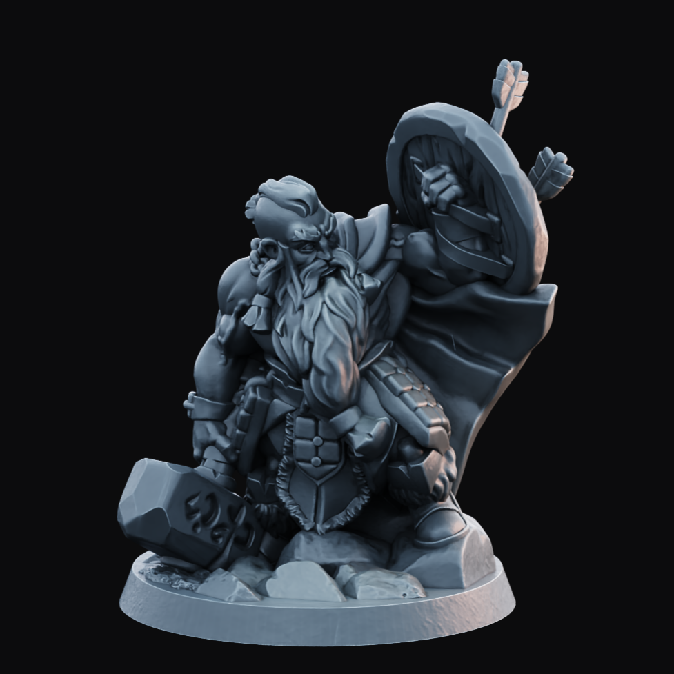 Dwarf Male 1  - Resin Printed Miniature - Heroes of the Realm