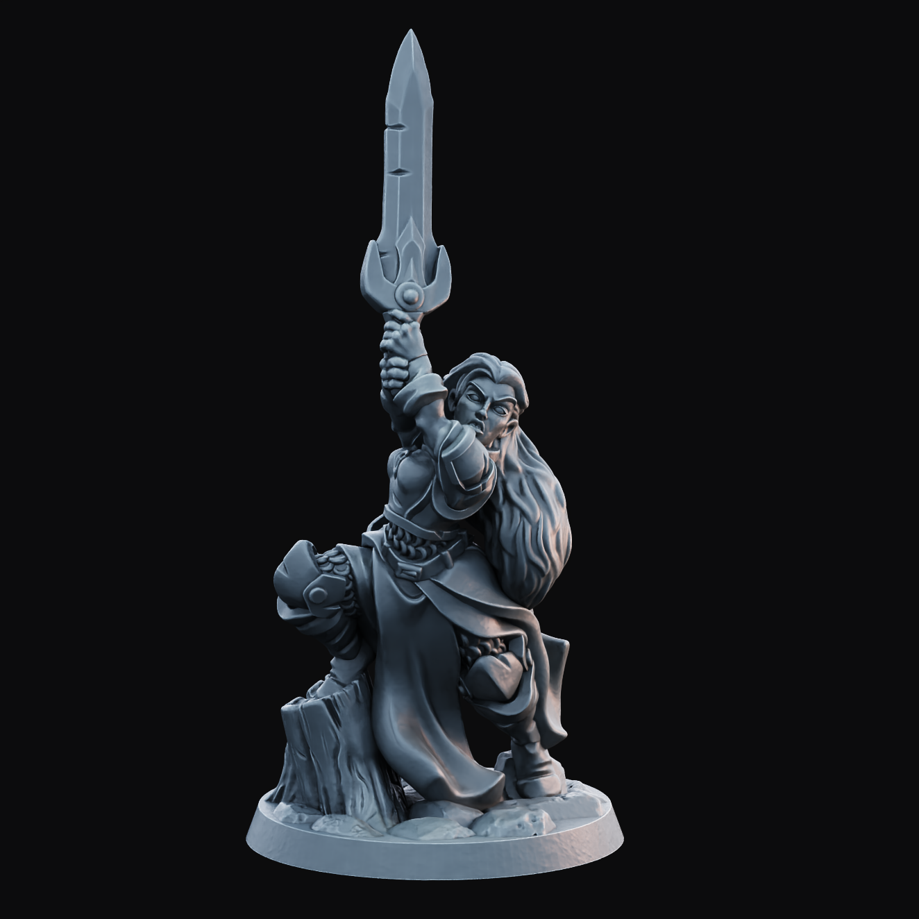 Fighter Female  - Resin Printed Miniature - Heroes of the Realm