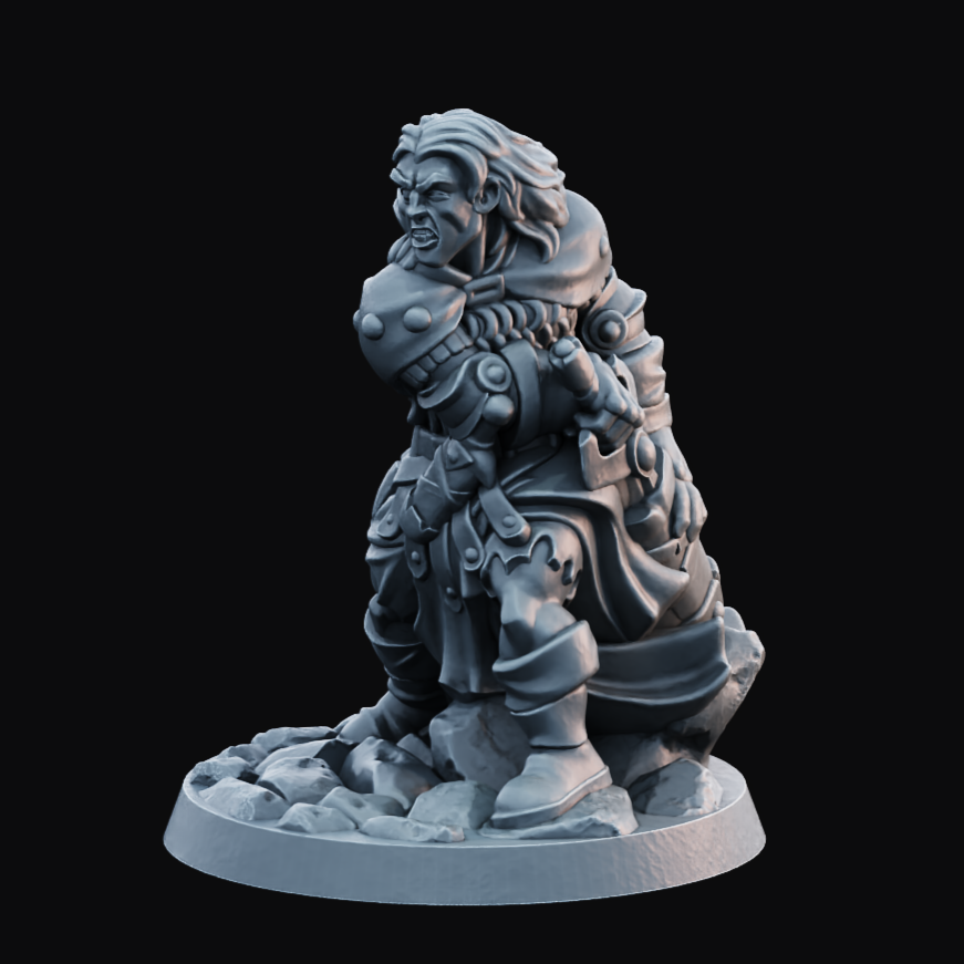 Fighter Male 1  - Resin Printed Miniature - Heroes of the Realm