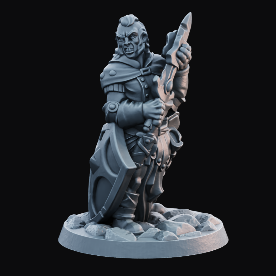 Fighter Male 2  - Resin Printed Miniature - Heroes of the Realm