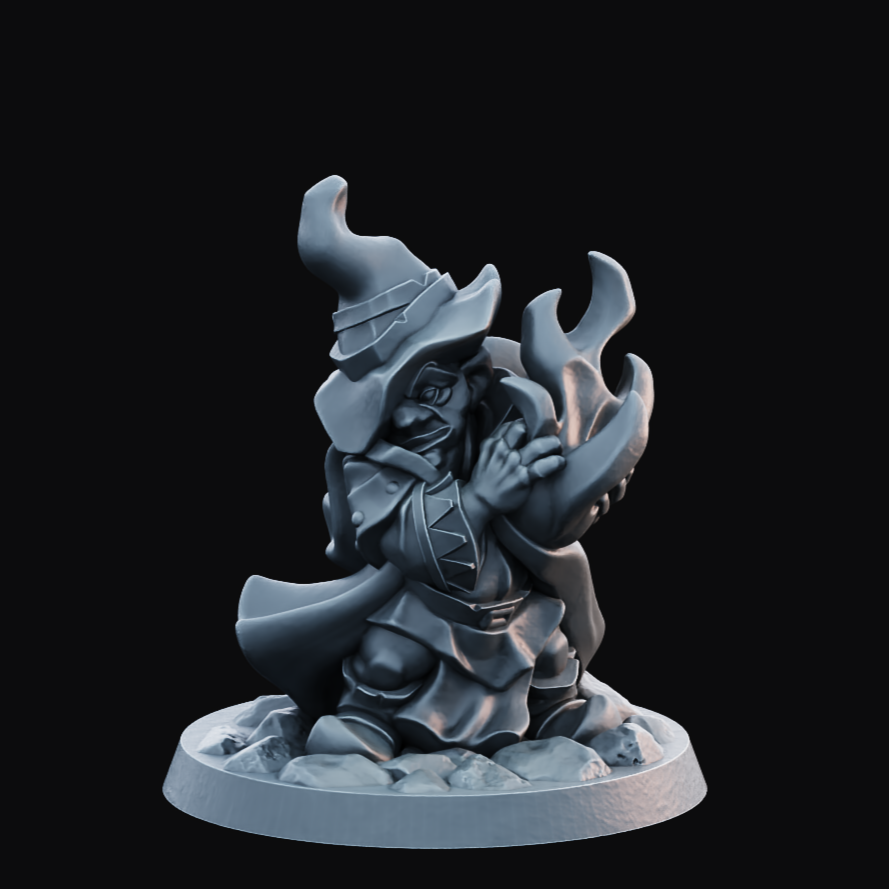 Gnome Warlock Male - Resin Printed Miniature - Heroes of the Realm