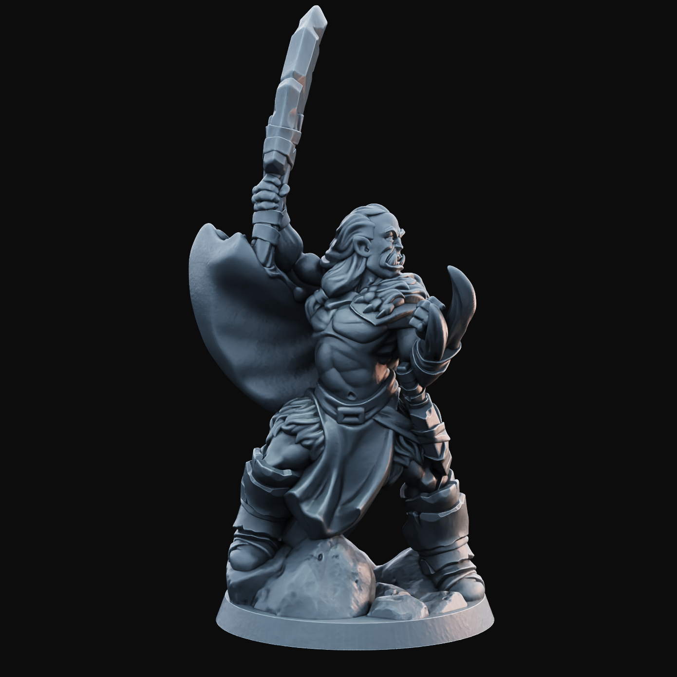 Half Ork Male 1 - Resin Printed Miniature - Heroes of the Realm