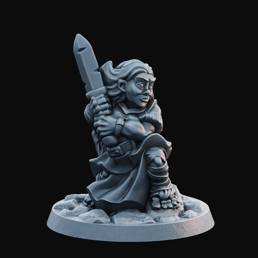 Halfling Female - Resin Printed Miniature - Heroes of the Realm