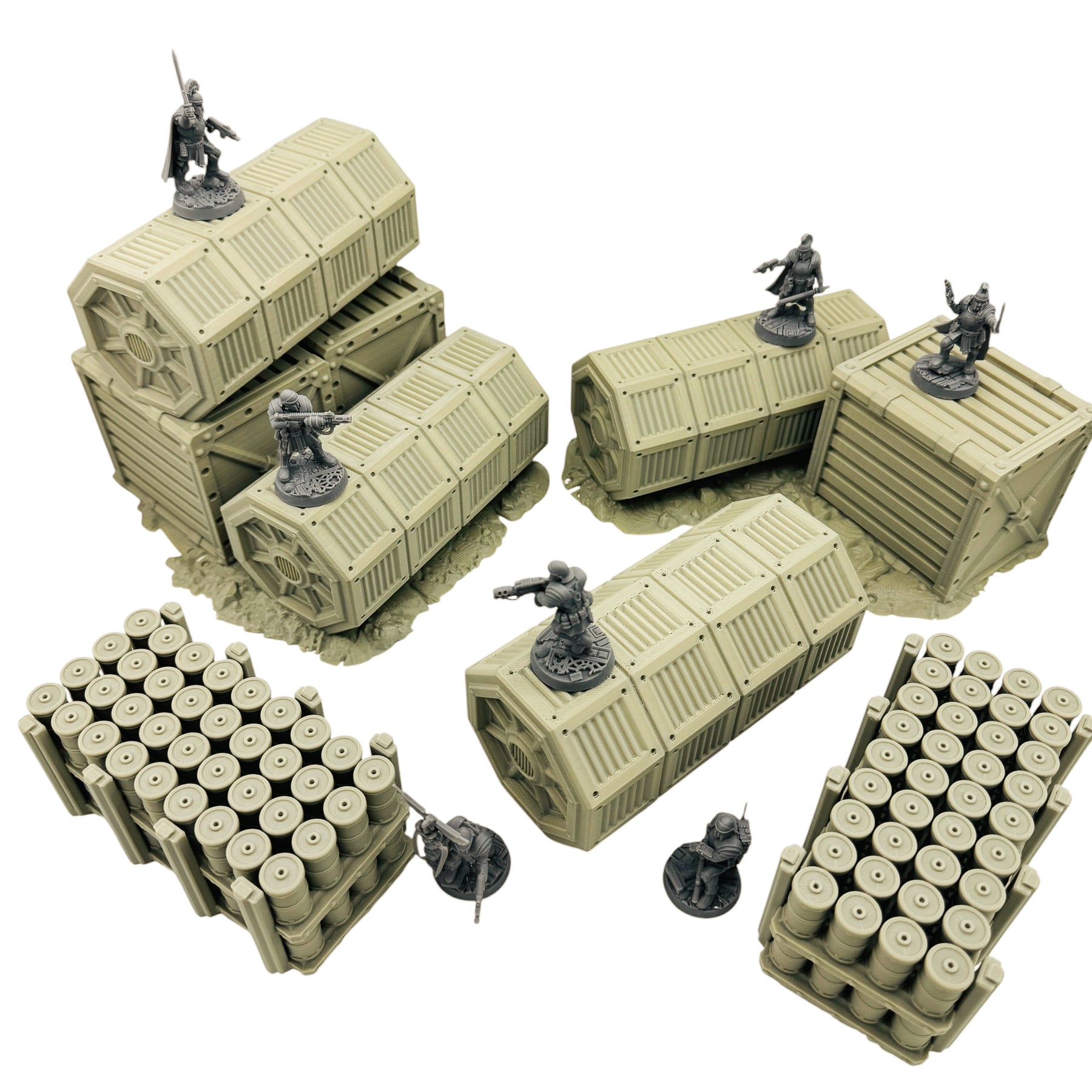 Sci-Fi Cargo Container & Supply Crate Terrain – Industrial Scatter Set for Tabletop Wargaming & RPG