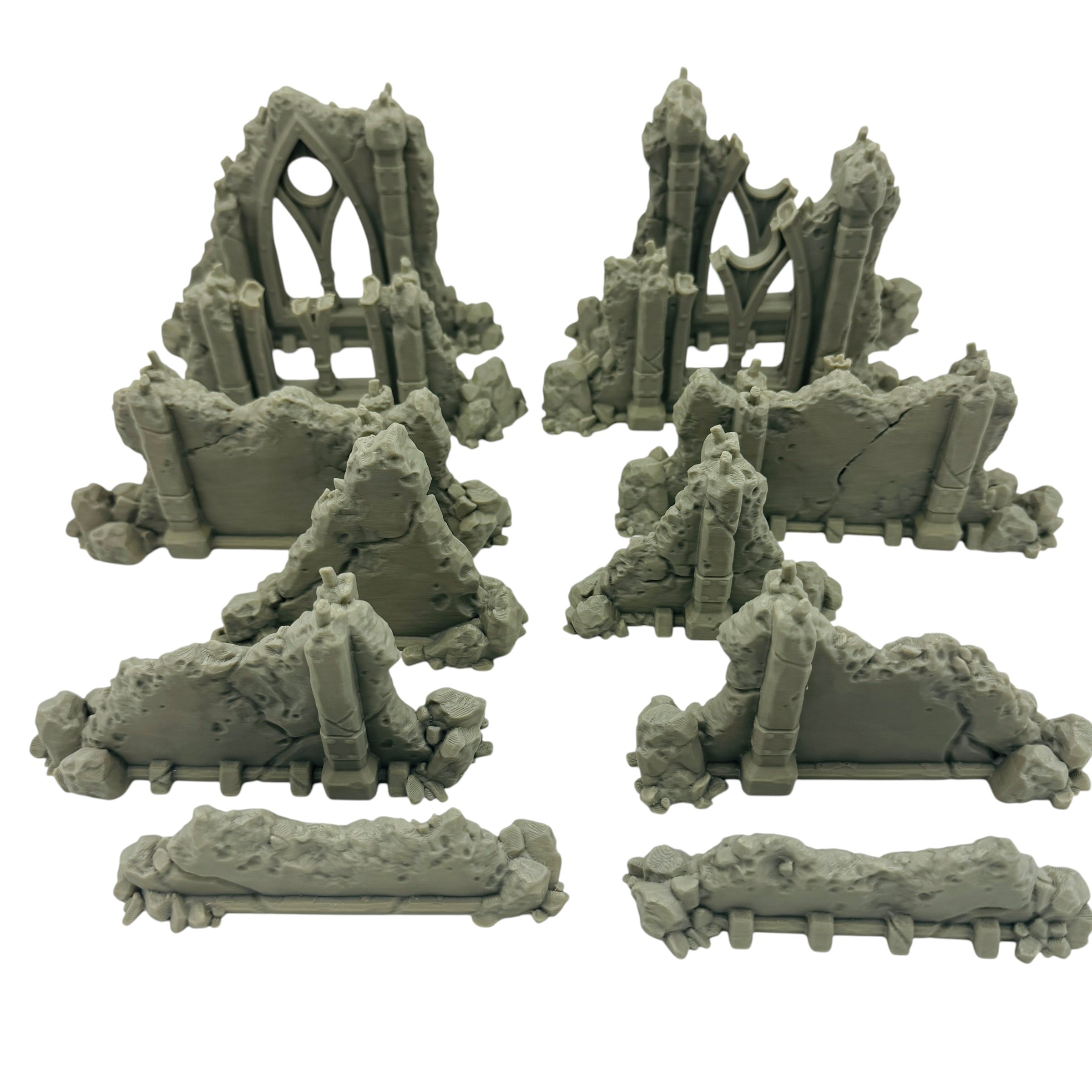 Modular Ruined Ground Scatter – Straight Pieces – 28–32mm 3D Printed Tabletop Terrain