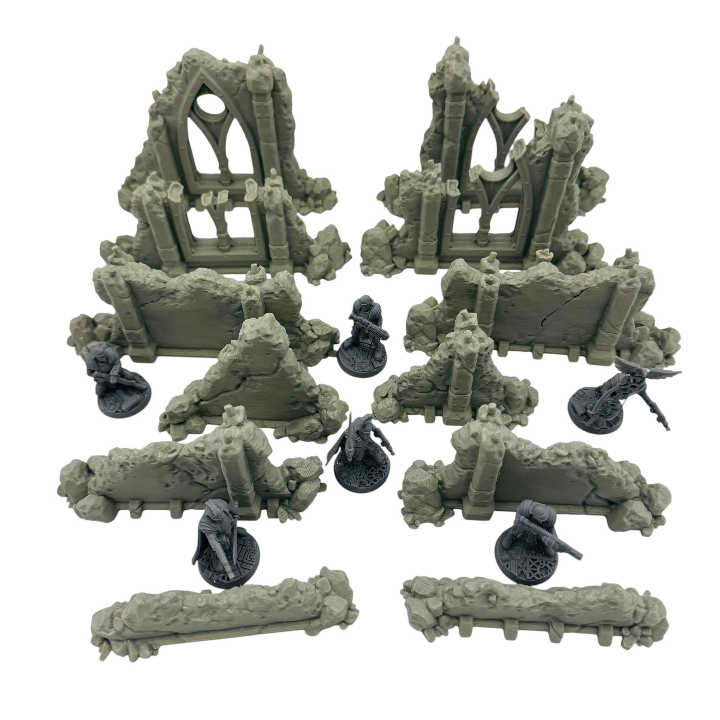 Modular Ruined Ground Scatter – Straight Pieces – 28–32mm 3D Printed Tabletop Terrain