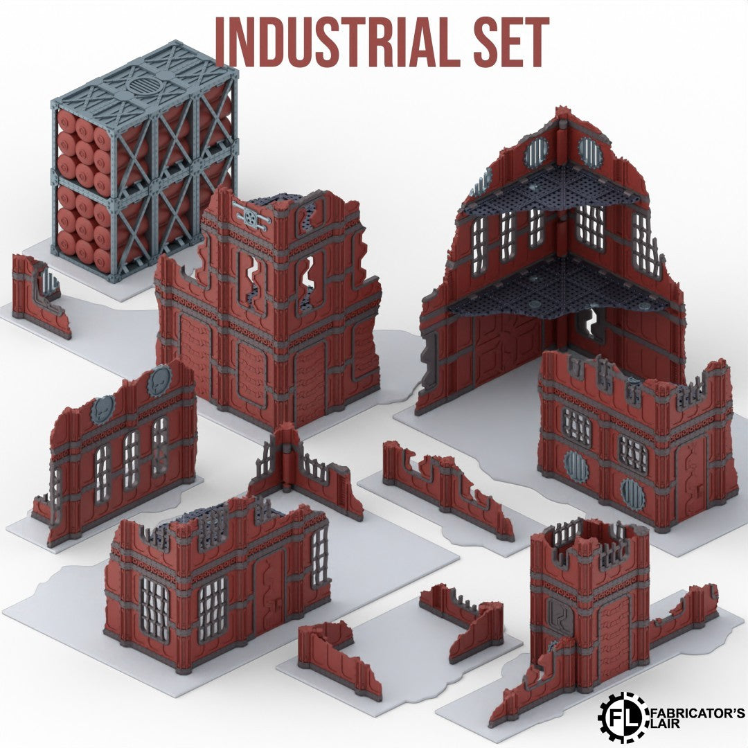 Industrial Battlefield Terrain Set – Foldable Modular Tabletop Scenery