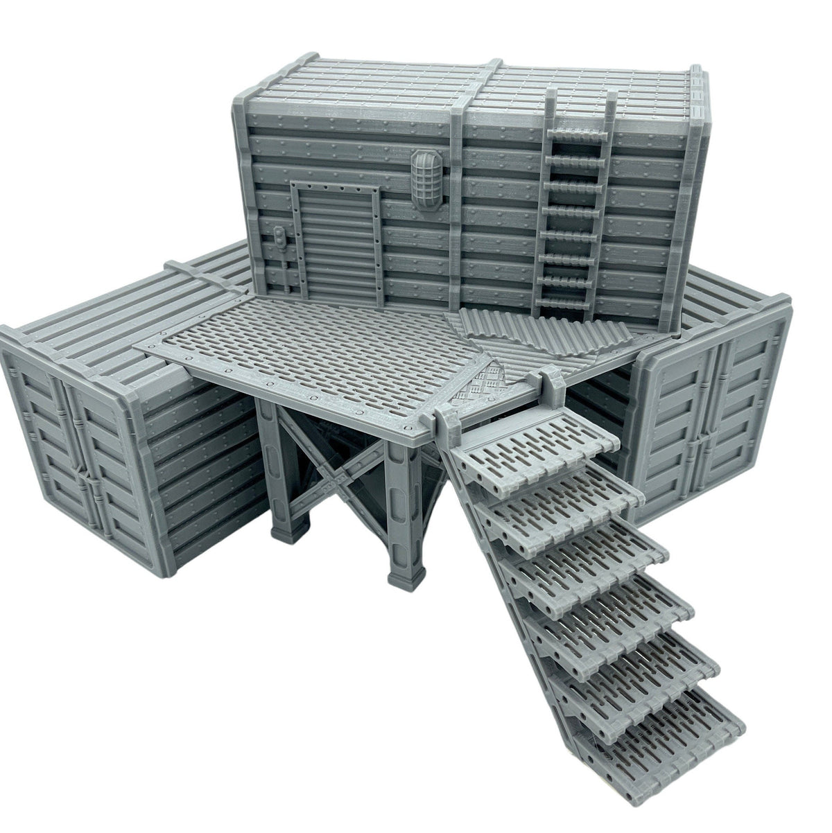 City Docks Container Stack 3 Terrain – Multi-Level Cargo Container Terrain for Sci-Fi Tabletop Wargaming & RPG
