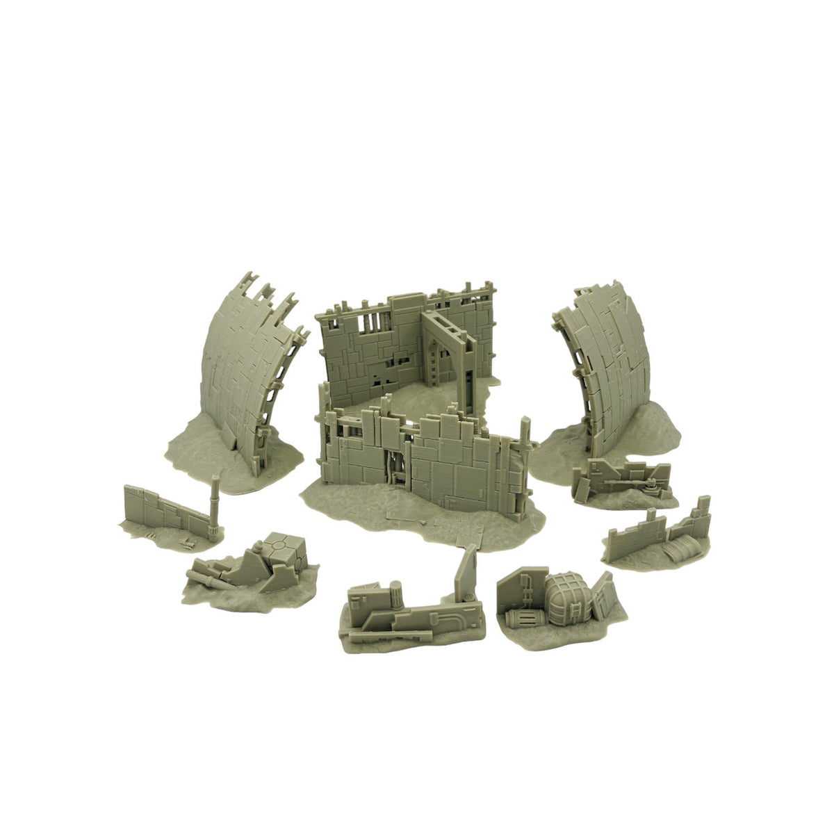 Crashed Hulls Scatter Terrain: Sci-Fi Wargame Tabletop Scenery (32mm Scale)