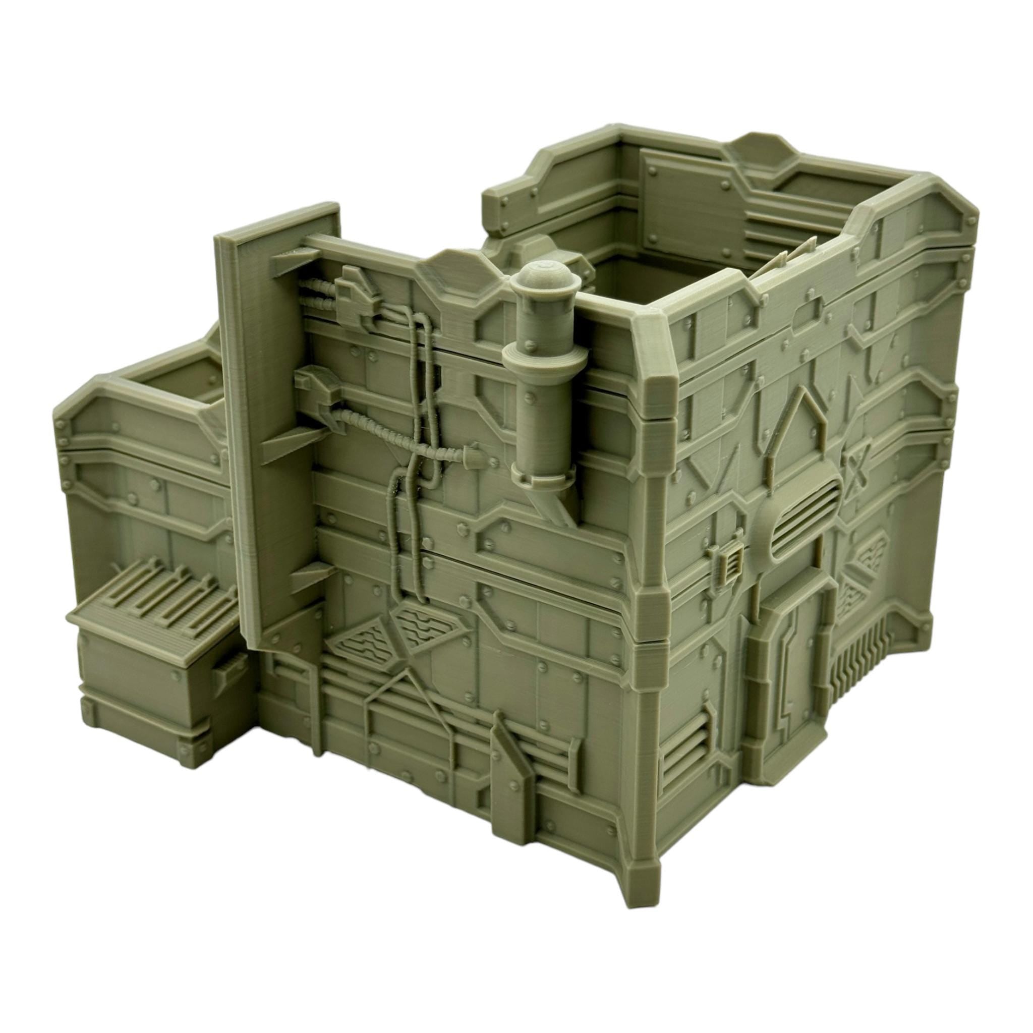 Cilos City Building 5 / Txarli Factory / SW Legion / 40k / Infinity / Sci-Fi 3d Printed Tabletop Terrain /