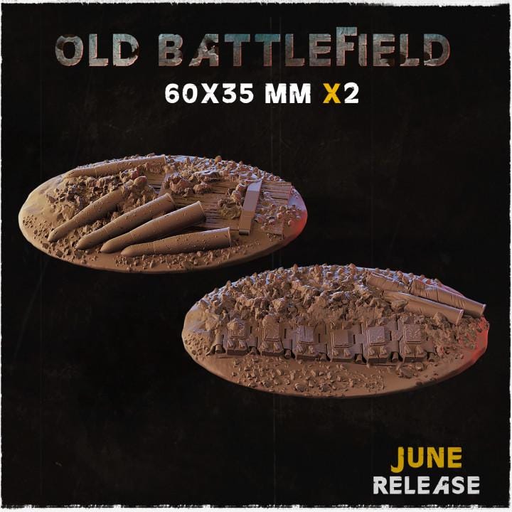 Old Battlefield War-Torn Miniature Bases – 25mm 28mm 32mm 40mm Scenic Resin Bases for Tabletop Wargaming & RPG