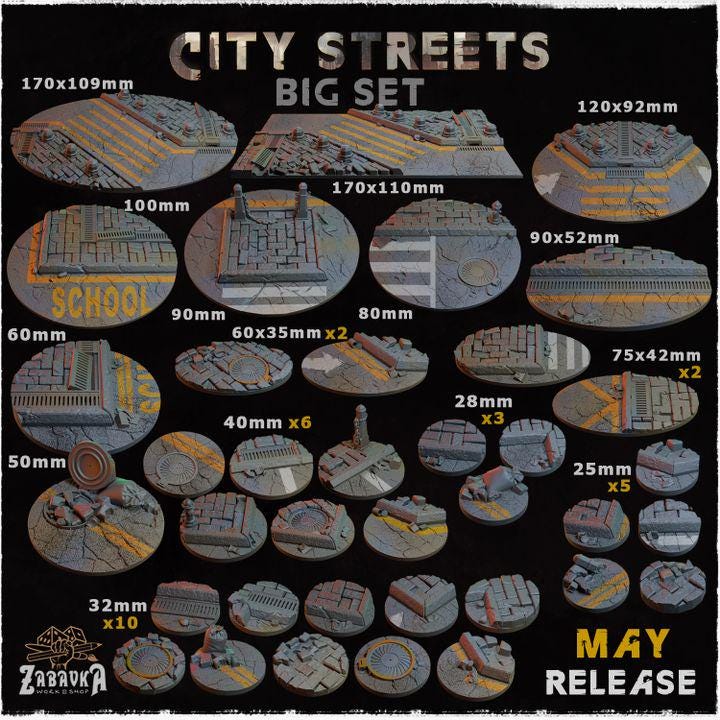 City Streets - Resin Printed Wargaming Bases