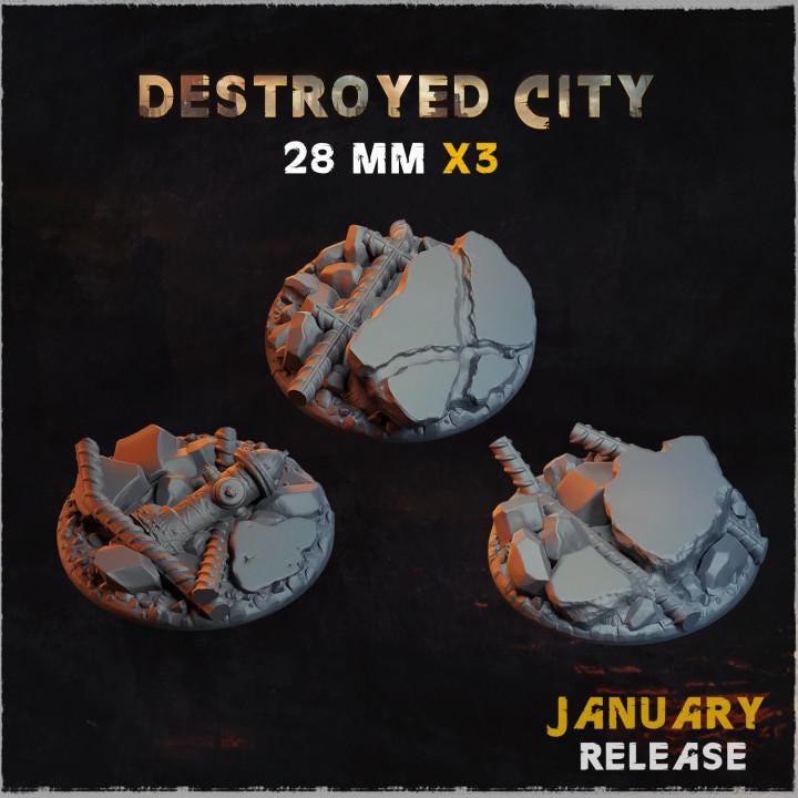 Destroyed City - Resin Printed Wargaming Bases