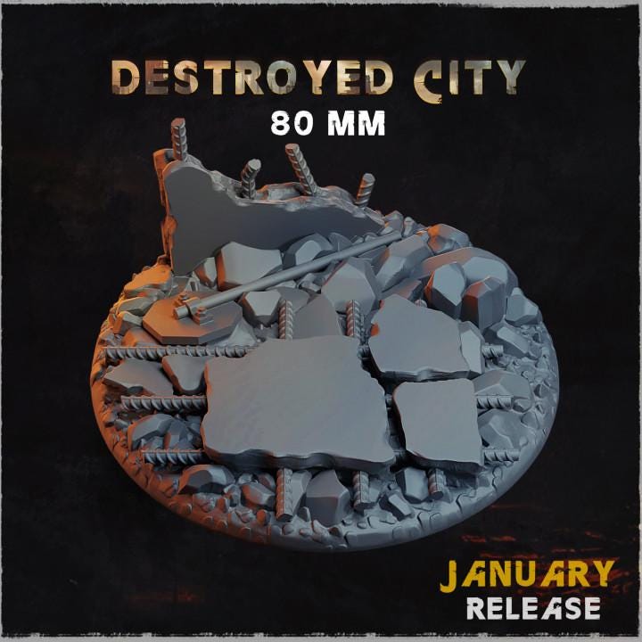 Destroyed City - Resin Printed Wargaming Bases