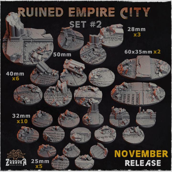 Ruined Empire - Resin Printed Wargaming Bases