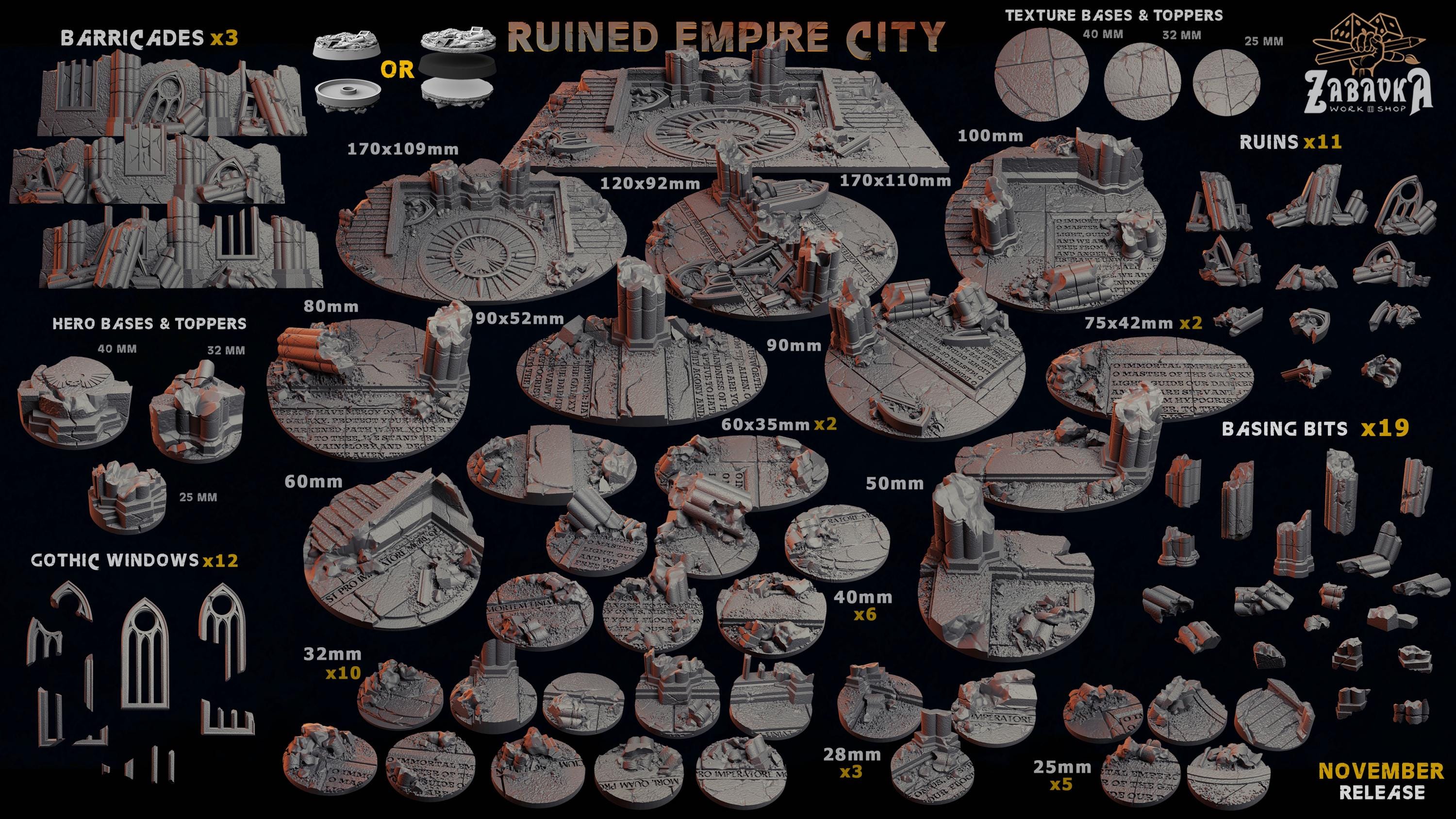 Ruined Empire - Resin Printed Wargaming Bases