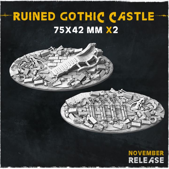 Ruined Gothic Castle Fantasy Miniature Bases – 25mm 28mm 32mm 40mm Scenic Resin Bases for Tabletop Wargaming & RPG
