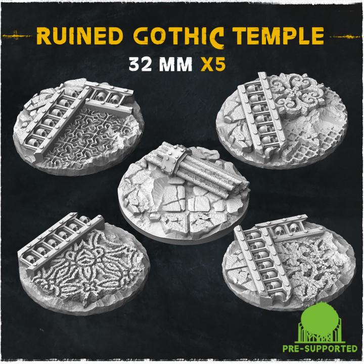 Ruined Gothic Temple- Resin Printed Wargaming Bases