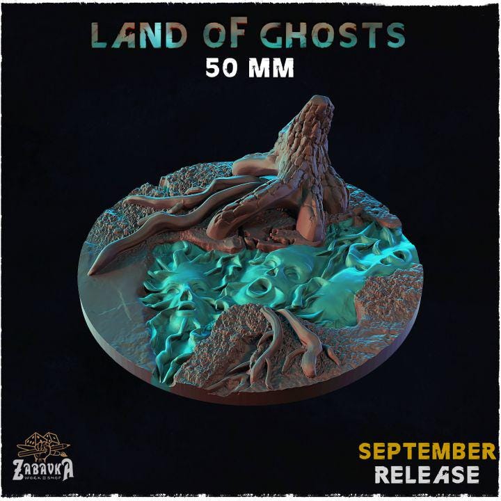 Land of Ghosts Fantasy Miniature Bases – 25mm 28mm 32mm 40mm Scenic Resin Bases for Tabletop Wargaming & RPG